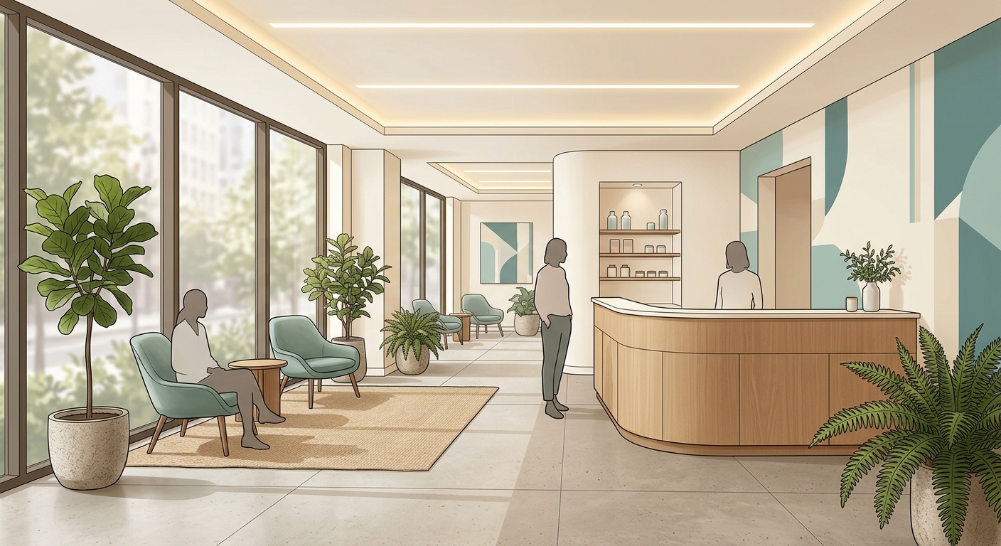 Editorial illustration for a clinic listing in Austin, TX